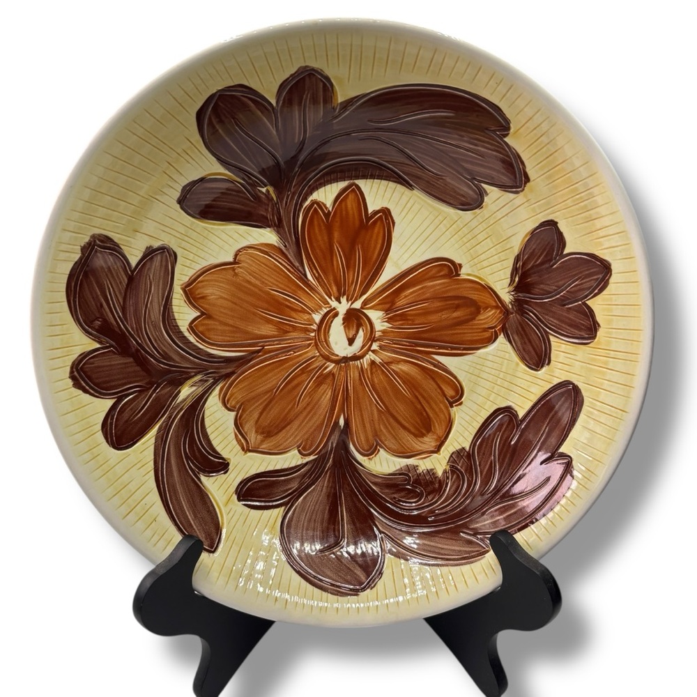 Corona Vintage 60's Oven Proof Hand-painted Underglaze Serving Bowl Japan 12.5"